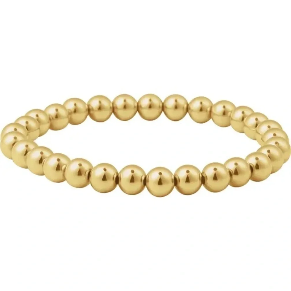 New 14K Yellow Gold-Filled 6 mm stretch Bead 6 1/2